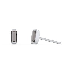Classic Baguette Cut Stud Earrings in 925 Sterling Silver with Smokey Quartz