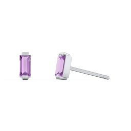 Classic Baguette Cut Stud Earrings in 925 Sterling Silver with Amethyst