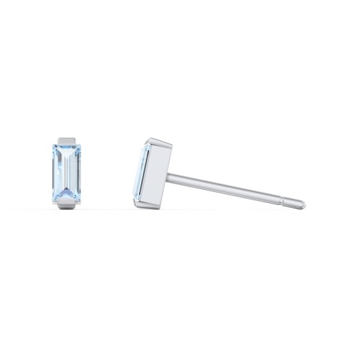 Classic Baguette Cut Stud Earrings – Sterling Silver with Aquamarine