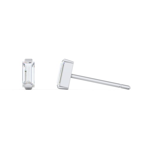 Classic Baguette Cut Stud Earrings – Sterling Silver with Cubic Zirconia
