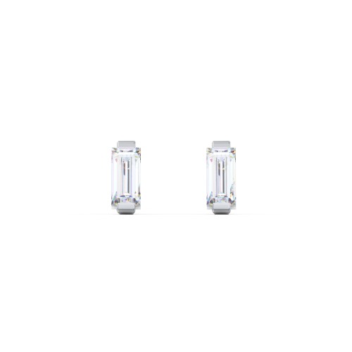 Classic Baguette Cut Stud Earrings – Sterling Silver with Lab Diamond