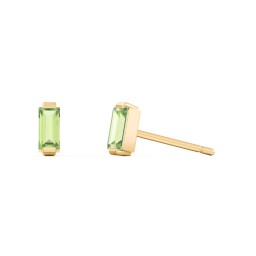 Classic Baguette Cut Stud Earrings in 10K Solid Yellow Gold with Peridot