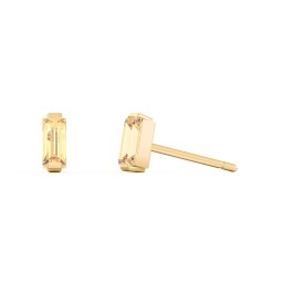 Classic Baguette Cut Stud Earrings in 10K Solid Yellow Gold with Citrine