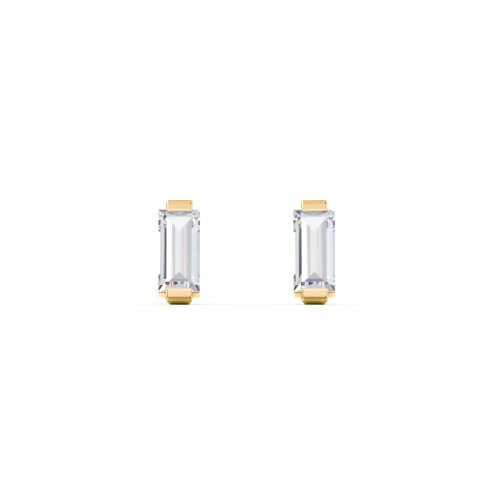 Classic Baguette Cut Stud Earrings – 10K Yellow Gold with Cubic Zirconia