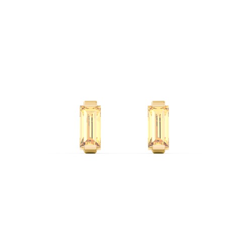 Classic Baguette Cut Stud Earrings – 10K Yellow Gold with Citrine