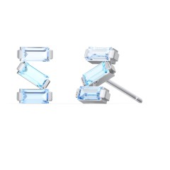 Baguette Scatter Stud Earrings – Sterling Silver with Aquamarine and Blue Topaz