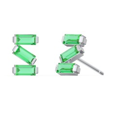 Baguette Scatter Stud Earrings in 925 Sterling Silver with Emerald