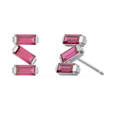 Baguette Scatter Stud Earrings in 925 Sterling Silver with Ruby