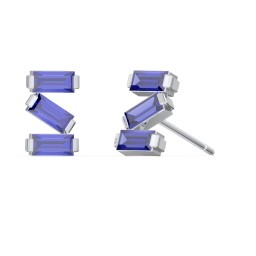 Baguette Scatter Stud Earrings in 925 Sterling Silver with Blue Sapphire