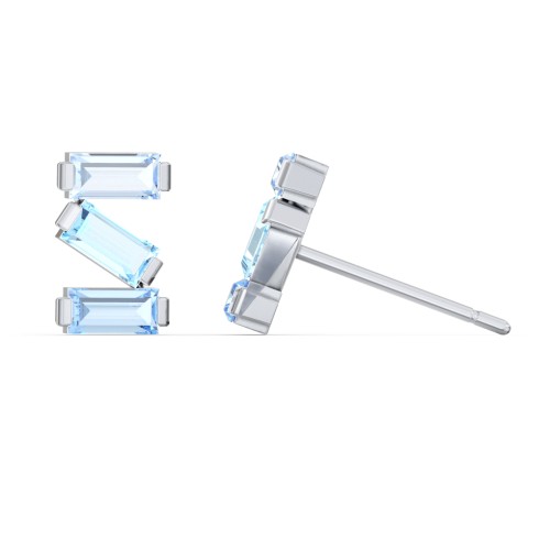 Baguette Scatter Stud Earrings – Sterling Silver with Aquamarine and Blue Topaz