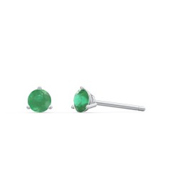 Classic 3 Prong Birthstone Stud Earrings in 925 Sterling Silver with Emerald