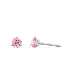 Classic 3 Prong Birthstone Stud Earrings in 925 Sterling Silver with Pink Tourmaline