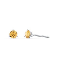 Classic 3 Prong Birthstone Stud Earrings in 925 Sterling Silver with Citrine