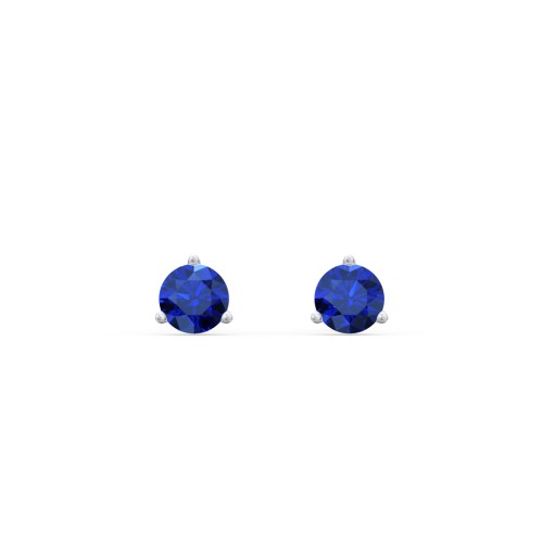 Classic 3 Prong Birthstone Stud Earrings – Sterling Silver with Blue Sapphire