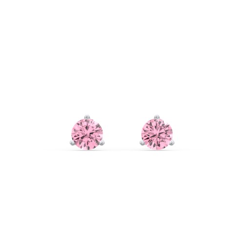 Classic 3 Prong Birthstone Stud Earrings – Sterling Silver with Pink Tourmaline