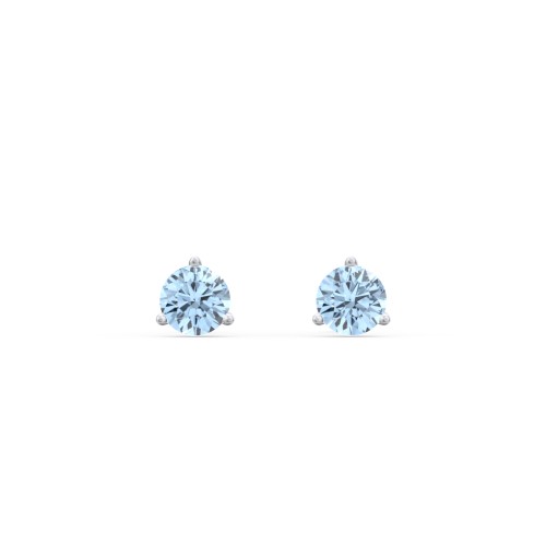 Classic 3 Prong Birthstone Stud Earrings – Sterling Silver with Blue Topaz