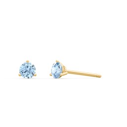 Classic 3 Prong Birthstone Stud Earrings in 10K Solid Yellow Gold with Blue Topaz