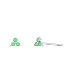 Mini Cluster Stud Earrings in 925 Sterling Silver with Green Premium Zirconia