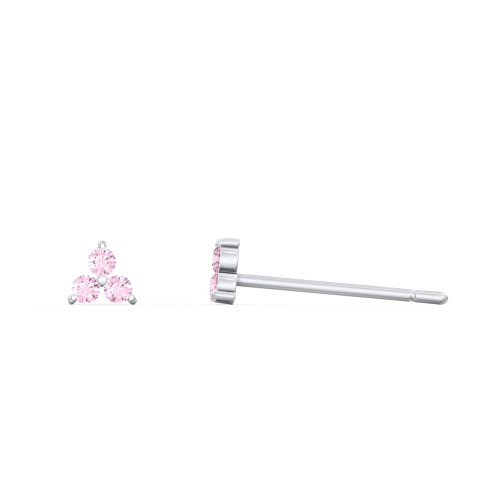 Mini Cluster Stud Earrings – Sterling Silver with Fancy Pink Premium Zirconia