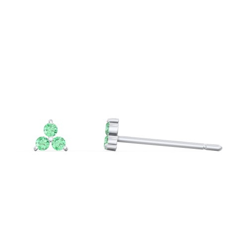 Mini Cluster Stud Earrings – Sterling Silver with Green Premium Zirconia