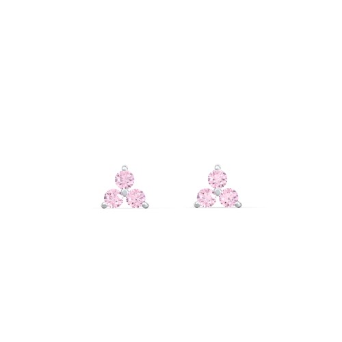 Mini Cluster Stud Earrings – Sterling Silver with Fancy Pink Premium Zirconia
