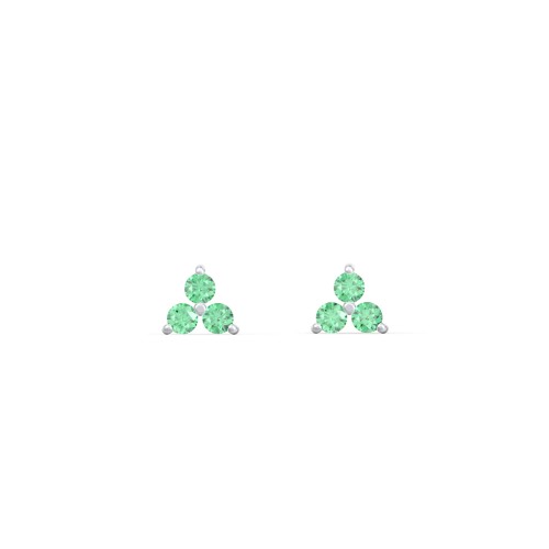 Mini Cluster Stud Earrings – Sterling Silver with Green Premium Zirconia