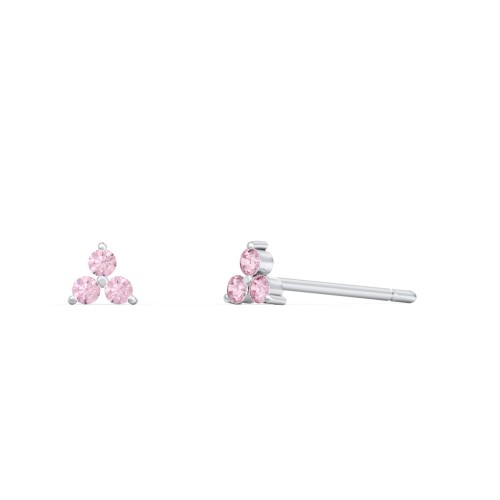 Mini Cluster Stud Earrings – Sterling Silver with Fancy Pink Premium Zirconia