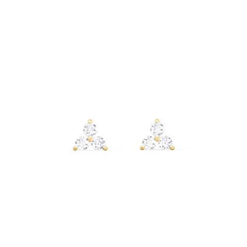 Mini Cluster Stud Earrings – 10K Yellow Gold with White Premium Zirconia