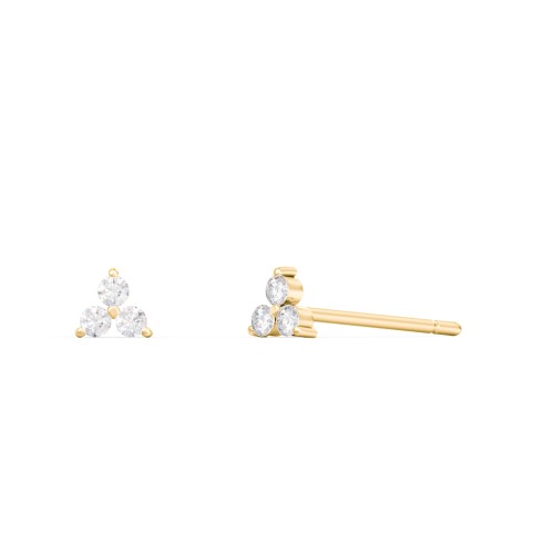 Mini Cluster Stud Earrings – 10K Yellow Gold with White Premium Zirconia