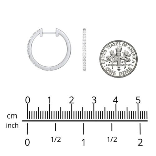 Large Lab Diamond Huggie Hoop Earrings – Sterling Silver