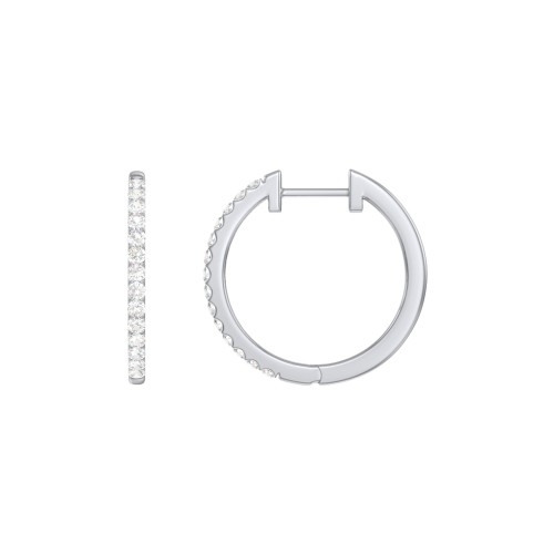 Large Lab Diamond Huggie Hoop Earrings – Sterling Silver