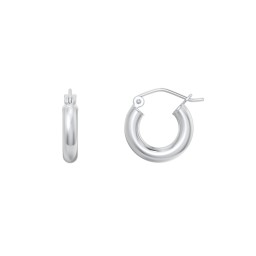 Small Tube Hoop Earrings in 925 Sterling Silver