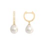 Freshwater Pearl Drop Huggie Earrings with Accents