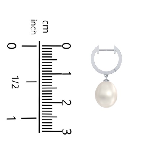 Freshwater Pearl Drop Huggie Earrings with Accents – 18K Gold Plated Silver