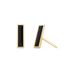 Petite Enameled Bar Stud Earrings - Black – 18K Gold Plated Silver