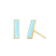 Petite Enameled Bar Stud Earrings - Light Blue – 18K Gold Plated Silver