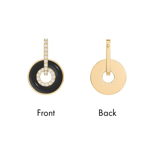 Pavé Drop Studs with Spinning Enamel Discs – 18K Gold Plated Silver