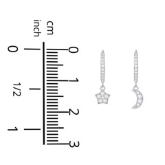 Pavé Star and Moon Huggie Earrings