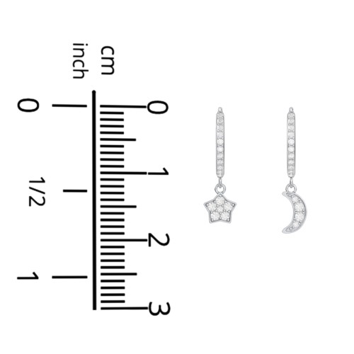 Pavé Star and Moon Huggie Earrings – 18K Gold Plated Silver