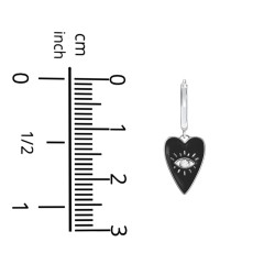Evil Eye Heart Charm Huggie Earrings with Enamel and Accent
