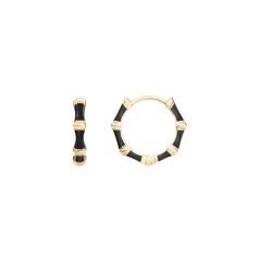 Bamboo Huggie Earrings with Enamel – Sterling Silver