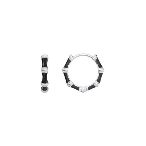 Bamboo Huggie Earrings with Enamel – Sterling Silver