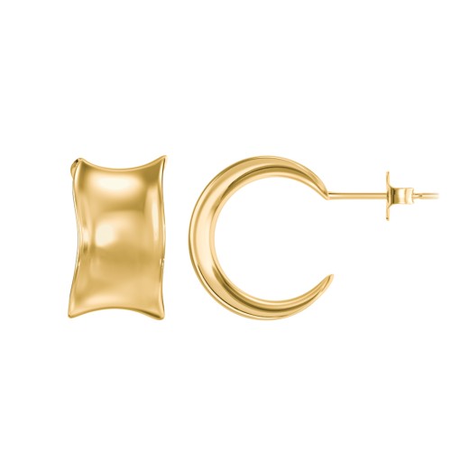 Organic Flared Open Hoop Studs – 14K Gold Plated Silver