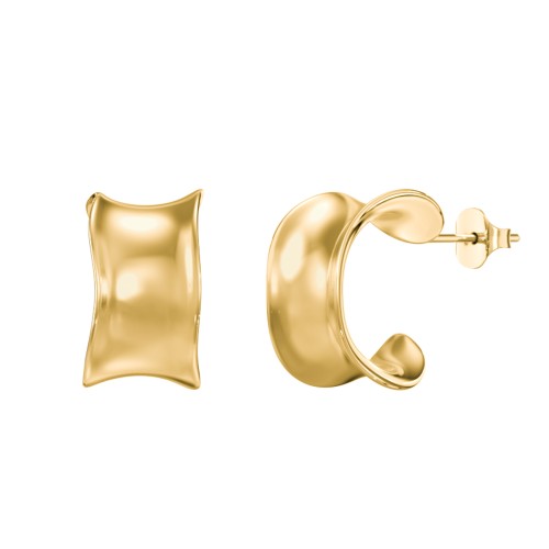 Organic Flared Open Hoop Studs – 14K Gold Plated Silver
