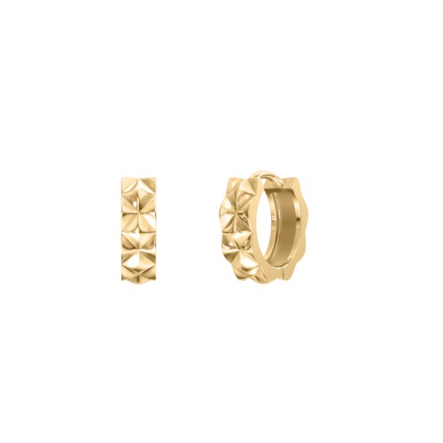 Tiny Prism Textured Huggie Earrings – 14K Gold Plated Silver