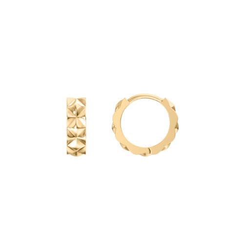 Tiny Prism Textured Huggie Earrings – 14K Gold Plated Silver