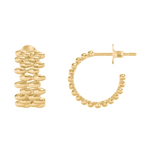 Bold Bubble Pattern Open Hoop Studs – 14K Gold Plated Silver