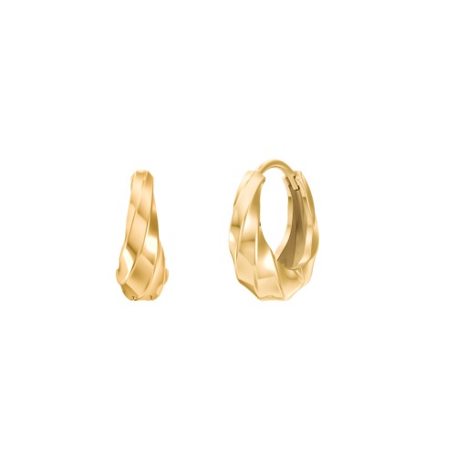 Tiny Twisted Textured Huggie Earrings – 14K Gold Plated Silver