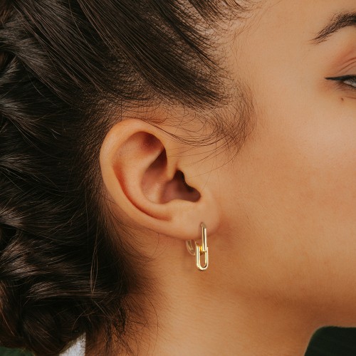Drop Link Huggie Earrings – 14K Gold Plated Silver