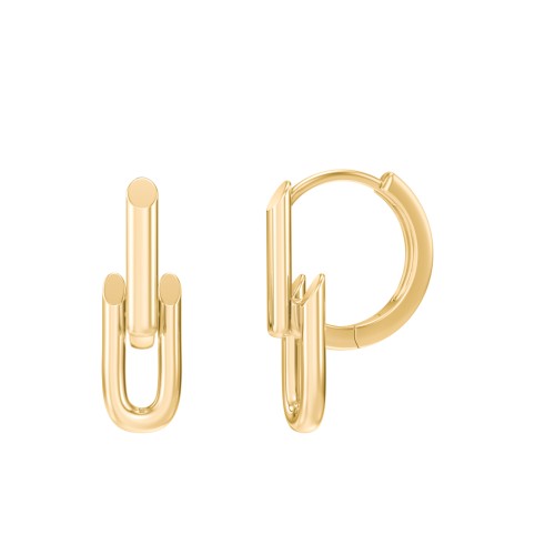 Drop Link Huggie Earrings – 14K Gold Plated Silver